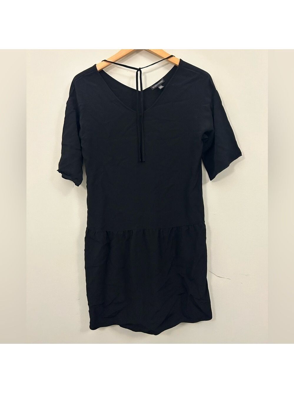 Eileen Fisher Black Dress Yarrow Tencel Viscose Crepe XXS
